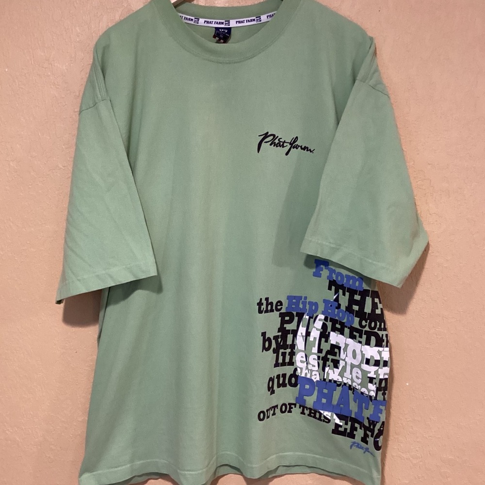 PHAT FARM 90s style‎ Lime Green Men's 1XL short sleeve tee, graphic design
